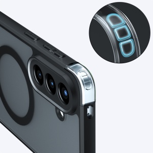 Husa pentru Samsung Galaxy A37 5G, SKYDDAR INNOVATION, PureFrost MagSafe, AntiSoc, set cu sticker, Negru frost - Img 5