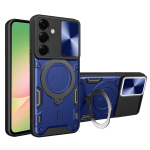 Husa pentru Samsung Galaxy A56 5G cu inel magnetic, protectie camera, antisoc, set cu sticker, camguard pro, albastru