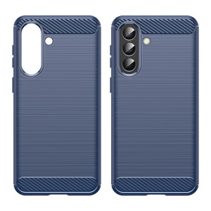 Husa pentru Samsung Galaxy A57 5G, SKYDDAR INNOVATION, Carbon Silicone, din Silicon Slim, cu textura Fibra Carbon, set cu sticker, Albastru - Img 2