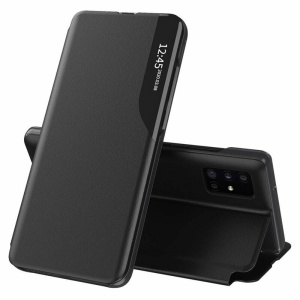 Husa pentru Samsung Galaxy A71 4G, tip carte, set cu sticker, eFold, Negru