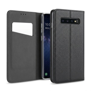 Husa pentru Samsung Galaxy S10 Plus tip carte, inchidere magnetica, set cu sticker, smart book, negru - Img 1