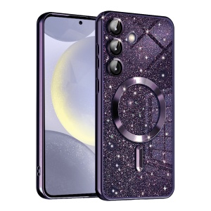 Husa pentru Samsung Galaxy S24 Plus, SKYDDAR INNOVATION, Luxury Glitter Magsafe, Antisoc, Fundal Detasabil 2-in-1, Margini Ridicate, set cu sticker, Mov
