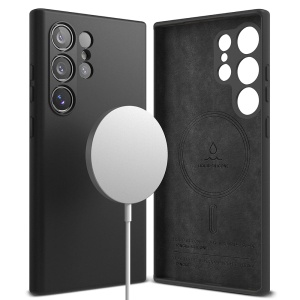 Husa pentru Samsung Galaxy S24 Ultra, Antisoc Silicon, Policarbonat, Ringke, Silicone Magnetic MagSafe, Negru