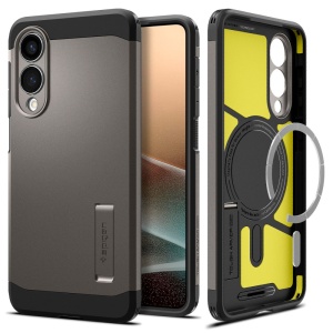 Husa pentru Samsung Galaxy S25 Edge, Antisoc, Spigen Tough Armor MagSafe, Cenusiu
