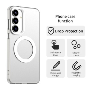 Husa pentru Samsung Galaxy S25 FE, Antisoc, Magsafe, set cu sticker, CandyCase, Alb - Img 5