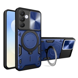 Husa pentru Samsung Galaxy S25 FE cu Inel Magnetic, Protectie Camera, set cu sticker, CamGuard Pro, Albastru