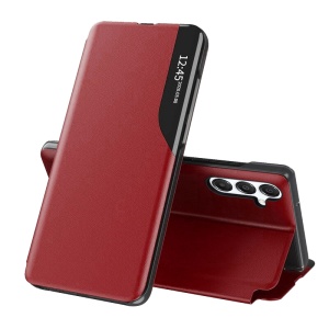 Husa pentru Samsung Galaxy S25 FE tip carte, set cu sticker, eFold, Rosu