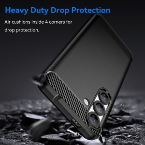 Husa pentru Samsung Galaxy S26, , din Silicon Slim, cu textura Fibra Carbon, Skyddar Carbon Silicone, set cu sticker, Negru - Img 7