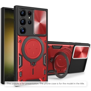 Husa pentru Samsung Galaxy S26, SKYDDAR INNOVATION, CamGuard Pro, Inel Magnetic, Protectie Camera, set cu sticker, Rosu