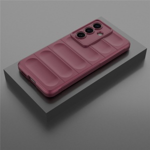 Husa pentru Samsung Galaxy S26, SKYDDAR INNOVATION, Magic Shield, din Silicon Mat, set cu sticker, Bordo - Img 6