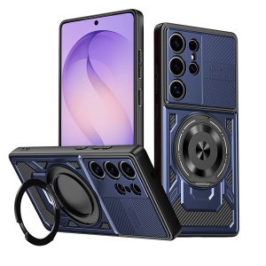 Husa pentru Samsung Galaxy S26 Ultra, Inel Magnetic, Antisoc, set cu sticker, RuggedCam, Albastru