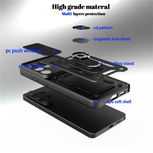 Husa pentru Samsung Galaxy S26 Ultra, SKYDDAR INNOVATION, CamShield, Inel magnetic, set cu sticker, Albastru - Img 4