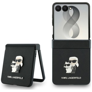 Husa pentru Samsung Galaxy Z Flip8 - Karl Lagerfeld Saffiano Karl&Choupette Metal Pin (KLHCZF8SAPKCNPK) - Back