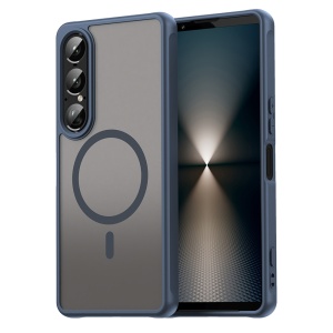 Husa pentru Sony Xperia 1 VII, SKYDDAR INNOVATION, HaloFrost MagSafe II, Antisoc, set cu sticker, Bleumarin