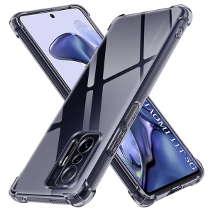 Husa pentru Xiaomi 11T / 11T Pro, SKYDDAR INNOVATION, Shockproof Clear Silicone, Silicon Slim, set cu sticker, Fumuriu