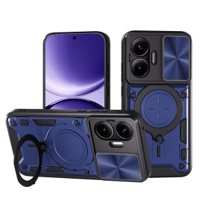 Husa pentru Xiaomi Poco F7, Inel Magnetic, Protectie Camera, set cu sticker, CamGuard Pro, Albastru
