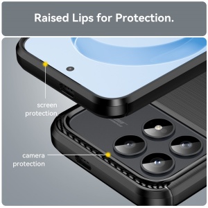 Husa pentru Xiaomi Poco F8 Pro din Silicon Slim, cu textura Fibra Carbon, Skyddar Carbon Silicone, set cu sticker, Negru - Img 4