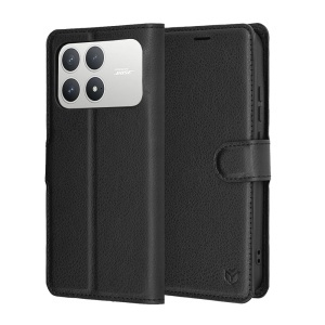 Husa pentru Xiaomi Poco F8 Pro, SKYDDAR INNOVATION, Leather Folio tip Carte, cu Portofel Interior, Finisaje Premium, set cu sticker, Negru