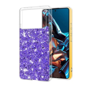 Husa pentru Xiaomi Poco X6 Pro , Fundal Detasabil, din Silicon cu Sclipici, Design Stralucitor, Protectie Completa - Mov