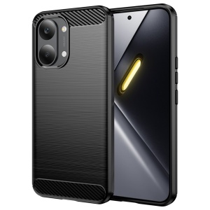 Husa pentru Xiaomi Poco X8 Pro Max din Silicon Slim, cu textura Fibra Carbon, set cu sticker, Carbon Silicone, Negru