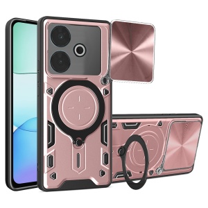 Husa pentru Xiaomi Redmi 13 / Poco M6 4G, SKYDDAR INNOVATION, CamGuard Pro, Inel Magnetic, Protectie Camera, set cu sticker, Roz auriu