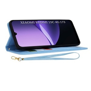 Husa pentru Xiaomi Redmi 15C 5G, SKYDDAR INNOVATION, Flipcraft din Piele Ecologică, Stand Integrat, Buzunare pentru Carduri, set cu sticker, Bleu - Img 2