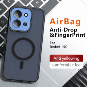 Husa pentru Xiaomi Redmi 15C 5G, SKYDDAR INNOVATION, PureFrost MagSafe, AntiSoc, set cu sticker, Negru frost - Img 4