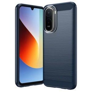 Husa pentru Xiaomi Redmi A7 Pro 4G din Silicon Slim, cu textura Fibra Carbon, set cu sticker, Carbon Silicone, Albastru
