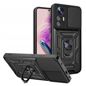 Husa pentru Xiaomi Redmi Note 12S, SKYDDAR INNOVATION, CamShield, Inel magnetic, set cu sticker, Negru