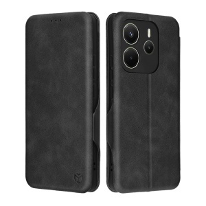 Husa pentru Xiaomi Redmi Note 14 4G (164,84 x 78,15 x 8,16mm), SKYDDAR INNOVATION, Pocket Safe, tip carte din Piele Ecologica, Suport Carduri, Inchidere Magnetica, set cu sticker, Negru - Img 1