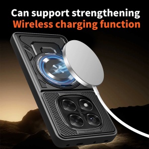 Husa pentru Xiaomi Redmi Note 14 Pro+ 5G / Redmi Note 14 Pro 5G / Poco X7, SKYDDAR INNOVATION, RuggedCam, Inel magnetic antisoc, set cu sticker, Gri - Img 2