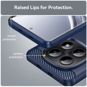 Husa pentru Xiaomi Redmi Note 15 4G / Redmi Note 15 5G / Poco M8 5G, SKYDDAR INNOVATION, Carbon Silicone, din Silicon Slim, cu textura Fibra Carbon, set cu sticker, Albastru - Img 4