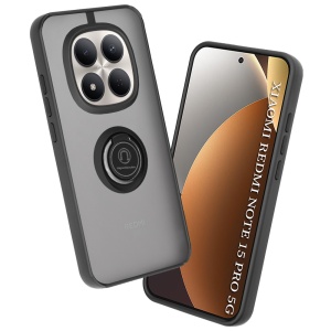 Husa pentru Xiaomi Redmi Note 15 Pro 5G, SKYDDAR INNOVATION, Glinth cu Inel Rotativ 360° Magnetic, set cu sticker, Negru