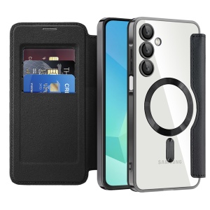 Husa Samsung Galaxy A17 5G tip carte SmartMag Book, Magsafe, RFiD, Suport Carduri, set cu sticker, Negru