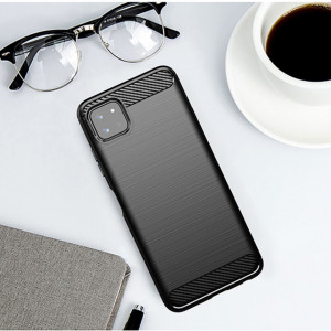 Husa Samsung Galaxy A22 5G din silicon, Slim, cu textura Fibra Carbon - Negru - Img 6