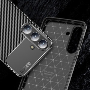 Husa Samsung Galaxy S25 FE, Antisoc, set cu sticker, CarbonFiber, Negru - Img 3