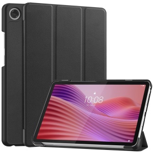 Husa tableta pentru Lenovo Tab One 8.7, SKYDDAR INNOVATION, cu suport Multi-Unghi si functie Sleep/Wake, FoldPro, Negru, set cu sticker