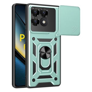 Husa Xiaomi Poco F6 Pro cu inel magnetic si protectie camera Skyddar CamShield - Verde