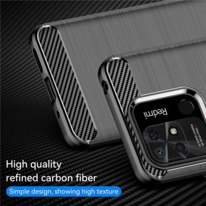 Husa Xiaomi Redmi 10C din silicon, Slim, cu textura Fibra Carbon - Negru - Img 6