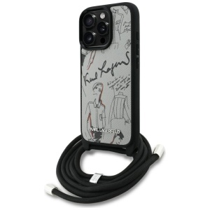 Huse pentru iPhone 16 Pro Max, Karl Lagerfeld, Saffiano Crossbody, Alb