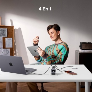 Incarcator 4in1 cu Display TFT, USB, Type-C, GaN, 100W, Ugreen Uno RG X688 - Gri - Img 4