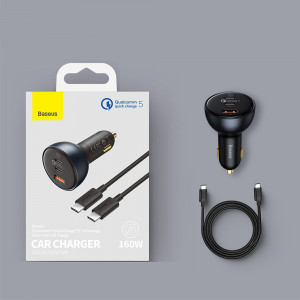 Incarcator Auto 2xType-C, USB, Cablu Type-C, Baseus (TZCCZM-0G) - Negru - Img 7