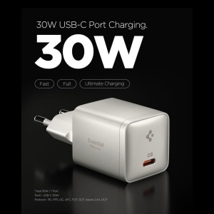 Incarcator pentru Priza, Type-C, 30W, Fast Charging, Quantum Boost - Spigen Essential EE301EU (ACH10448) - Natural Titanium
