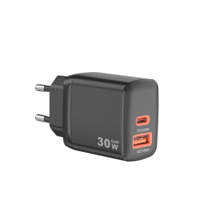 Incarcator Priza 30W, USB + Type-C, Fast Charging PD/QC, SKYDDAR INNOVATION, CH1, set cu sticker, Negru