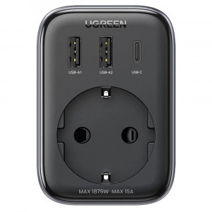 Incarcator Priza EU, 2x USB, Type-C la US, Fast Charging, 30W, Ugreen, Negru - Img 3