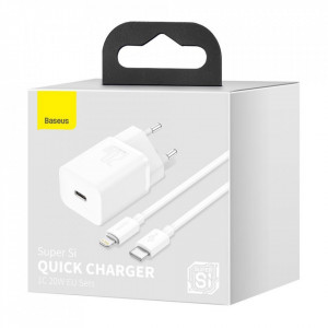 Incarcator priza Super Si cu cablu Type-C la Lightning, PD, 20W, Baseus (TZCCSUP-B02) - Alb - Img 7