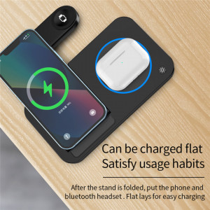 Incarcator Wireless 3 In 1, Fast Charger 15W, Compatibil cu Smartwatch, Casti, Smartphone, Skyddar Wireless Charge - Negru - Img 5