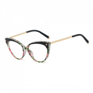 Ochelari calculator dama protectie lumina albastra, Techsuit (F93308) - Black / Flowers - Img 1