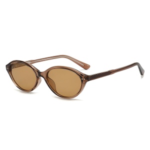 Ochelari de Soare Dama, Filtru UV, Desing Oval, Set cu sticker, Model 99034, Maro