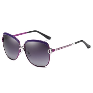 Ochelari de soare dama, protectie UV, Rama metalica, Filtru UV, polarizati (8702), set cu sticker, Negru;mov